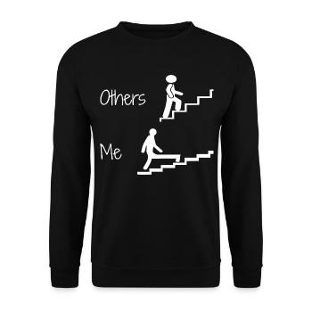 Andere Und Ich Lustiger Humor T-Shirt Humorvoller Spruch Witz - Unisex Pullover - Schwarz - Vorne - Alina (178cm) & Michal (187cm)