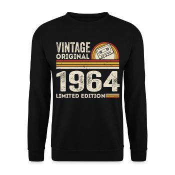 Vintage 1964 Cassette Tape 1964 - 61st Anniversary 1964 - Unisex Sweatshirt - black - Front - Alina (178cm) & Michal (187cm)