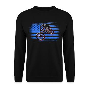 Bike USA Flag Mountain Bike Mountain Bike Mountain Bike - Sweat-shirt Unisexe - noir - Devant - Alina (178cm) & Michal (187cm)