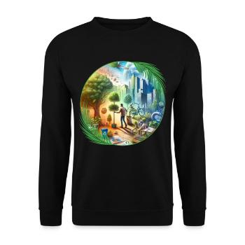 Écologie dans la ville - Sweat-shirt Unisexe - noir - Devant - Alina (178cm) & Michal (187cm)