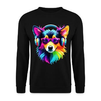 Collie Rainbow Dog Colorful Cool Cute - Unisex Sweatshirt - black - Front - Alina (178cm) & Michal (187cm)