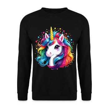 Einhorn Kinder Regenbogen Pony Pferd Mädchen - Unisex Pullover - Schwarz - Vorne - Alina (178cm) & Michal (187cm)