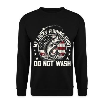 My Lucky Fishing Shirt Nicht waschen Lustiges Angeln - Unisex Pullover - Schwarz - Vorne - Alina (178cm) & Michal (187cm)