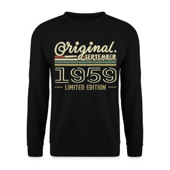 Septembre 1959 Cadeau Anniversaire September 1959 - Sweat-shirt Unisexe - noir - Devant - Alina (178cm) & Michal (187cm)