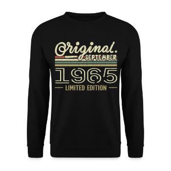 September 1965 Geburtstagsgeschenk September 1965 - Unisex Pullover - Schwarz - Vorne - Alina (178cm) & Michal (187cm)