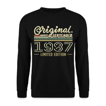 Septembre 1987 Cadeau Anniversaire September 1987 - Sweat-shirt Unisexe - noir - Devant - Alina (178cm) & Michal (187cm)
