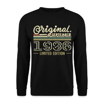 September 1986 Geburtstagsgeschenk September 1986 - Unisex Pullover - Schwarz - Vorne - Alina (178cm) & Michal (187cm)
