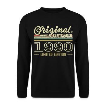 Septembre 1990 Cadeau Anniversaire September 1990 - Sweat-shirt Unisexe - noir - Devant - Alina (178cm) & Michal (187cm)