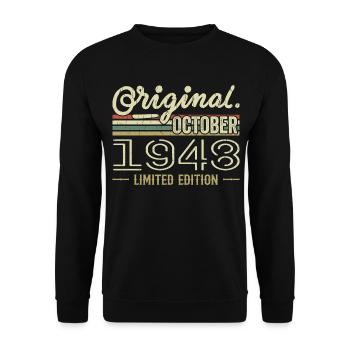 Geboren im Oktober 1948 Retro-Geburtstag Oktober 1948 - Unisex Pullover - Schwarz - Vorne - Alina (178cm) & Michal (187cm)