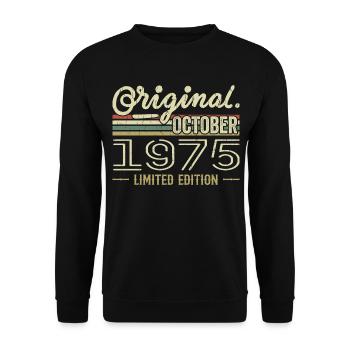 Geboren im Oktober 1975 Retro-Geburtstag Oktober 1975 - Unisex Pullover - Schwarz - Vorne - Alina (178cm) & Michal (187cm)