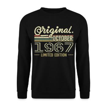 Born in October 1967 Retro Birthday October 1967 - Unisex Sweatshirt - black - Front - Alina (178cm) & Michal (187cm)