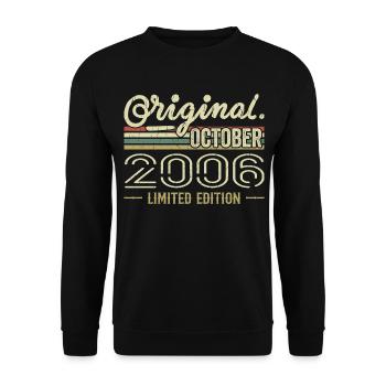 Born in October 2006 Retro Birthday October 2006 - Unisex Sweatshirt - black - Front - Alina (178cm) & Michal (187cm)