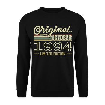 Born in October 1994 Retro Birthday October 1994 - Unisex Sweatshirt - black - Front - Alina (178cm) & Michal (187cm)