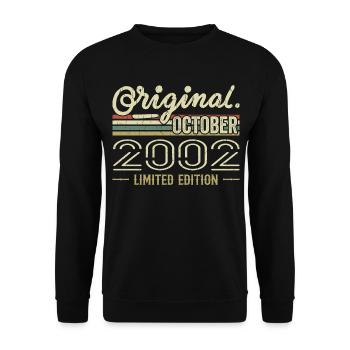 Né en Octobre 2002 Rétro Anniversaire Octobre 2002 - Sweat-shirt Unisexe - noir - Devant - Alina (178cm) & Michal (187cm)