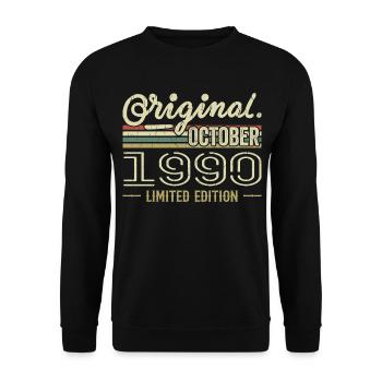 Born in October 1990 Retro Birthday October 1990 - Unisex Sweatshirt - black - Front - Alina (178cm) & Michal (187cm)