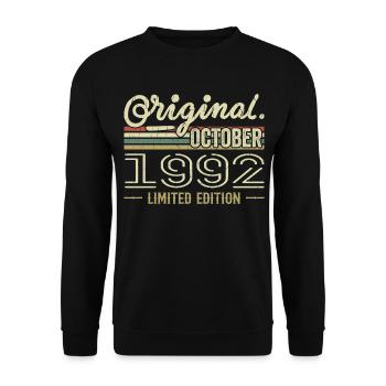 Born in October 1992 Retro Birthday October 1992 - Unisex Sweatshirt - black - Front - Alina (178cm) & Michal (187cm)