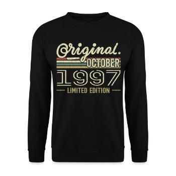 Born in October 1997 Retro Birthday October 1997 - Unisex Sweatshirt - black - Front - Alina (178cm) & Michal (187cm)
