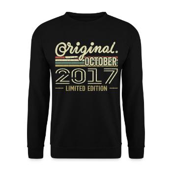 Né en Octobre 2017 Rétro Anniversaire Octobre 2017 - Sweat-shirt Unisexe - noir - Devant - Alina (178cm) & Michal (187cm)