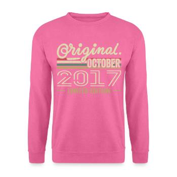 Né en Octobre 2017 Rétro Anniversaire Octobre 2017 - Sweat-shirt Unisexe - rose - Devant