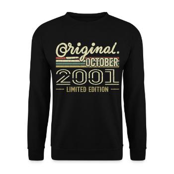 Born October 2001 Retro Birthday October 2001 - Unisex Sweatshirt - black - Front - Alina (178cm) & Michal (187cm)