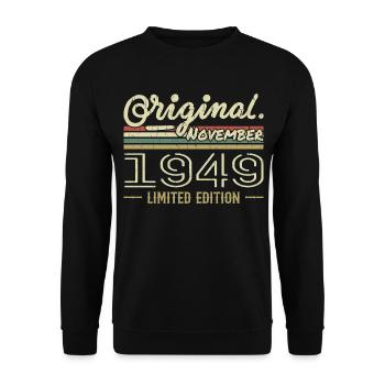 Novembre 1949 - Cadeau Anniversaire Novembre 1949 - Sweat-shirt Unisexe - noir - Devant - Alina (178cm) & Michal (187cm)