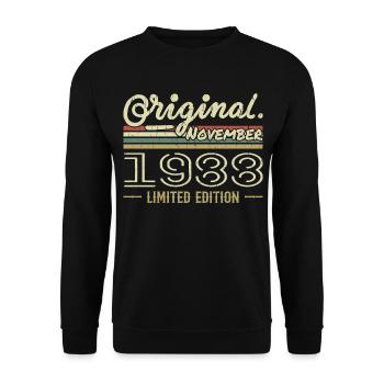 Novembre 1988 - Cadeau Anniversaire Novembre 1988 - Sweat-shirt Unisexe - noir - Devant - Alina (178cm) & Michal (187cm)