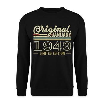 Januar 1948 Geburtstag Januar 1948 Geschenk 1948 - Unisex Pullover - Schwarz - Vorne - Alina (178cm) & Michal (187cm)