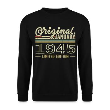 January 1945 Birthday January 1945 Gift 1945 - Unisex Sweatshirt - black - Front - Alina (178cm) & Michal (187cm)