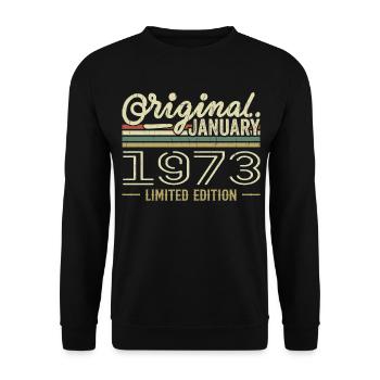 Januar 1973 Geburtstag Januar 1973 Geschenk 1973 - Unisex Pullover - Schwarz - Vorne - Alina (178cm) & Michal (187cm)