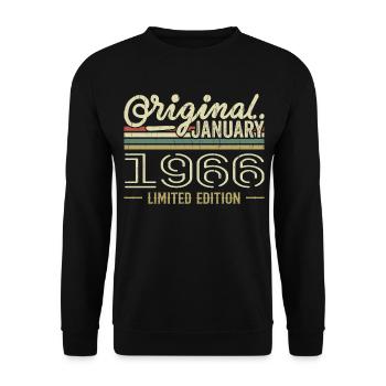 January 1966 Birthday January 1966 Gift 1966 - Unisex Sweatshirt - black - Front - Alina (178cm) & Michal (187cm)