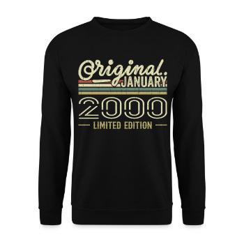 Januar 2000 Geburtstag Januar 2000 Geschenk 2000 - Unisex Pullover - Schwarz - Vorne - Alina (178cm) & Michal (187cm)