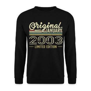 Janvier 2003 anniversaire Janvier 2003 cadeau 2003 - Sweat-shirt Unisexe - noir - Devant - Alina (178cm) & Michal (187cm)