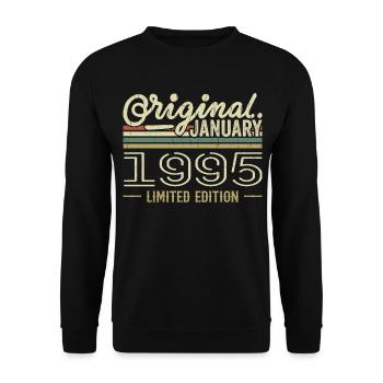 January 1995 Birthday January 1995 Gift 1995 - Unisex Sweatshirt - black - Front - Alina (178cm) & Michal (187cm)