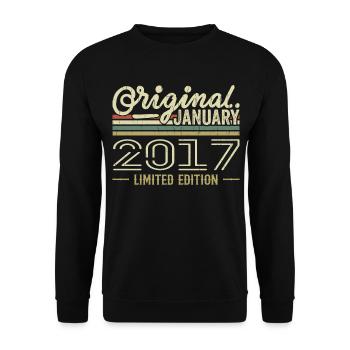 Januar 2017 Geburtstag Januar 2017 Geschenk 2017 - Unisex Pullover - Schwarz - Vorne - Alina (178cm) & Michal (187cm)