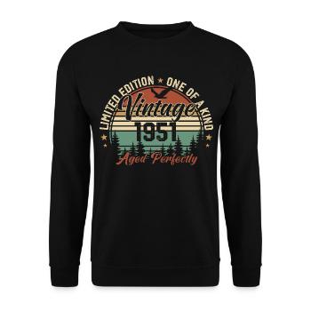 Vintage 1951 Rétro 1951 Cadeau D'anniversaire 1951 - Sweat-shirt Unisexe - noir - Devant - Alina (178cm) & Michal (187cm)