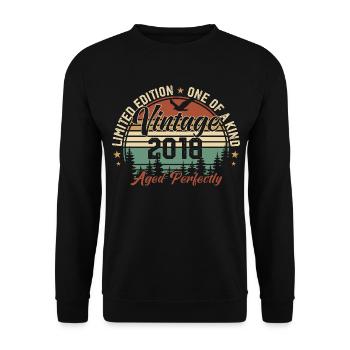 Vintage 2018 Retro 2018 Birthday Gift 2018 - Unisex Sweatshirt - black - Front - Alina (178cm) & Michal (187cm)