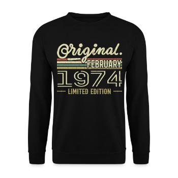 Cadeau Février 1974 - Anniversaire Février 1974 - Sweat-shirt Unisexe - noir - Devant - Alina (178cm) & Michal (187cm)
