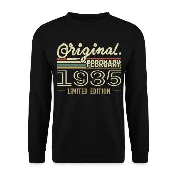 Februar 1985 Geschenk - Februar 1985 Geburtstag - Unisex Pullover - Schwarz - Vorne - Alina (178cm) & Michal (187cm)