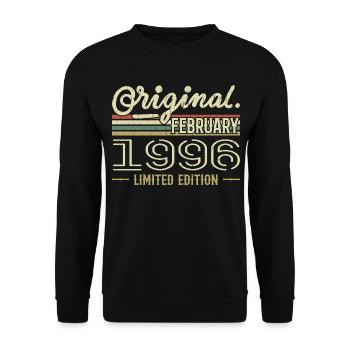 February 1996 Gift - February 1996 Birthday - Unisex Sweatshirt - black - Front - Alina (178cm) & Michal (187cm)