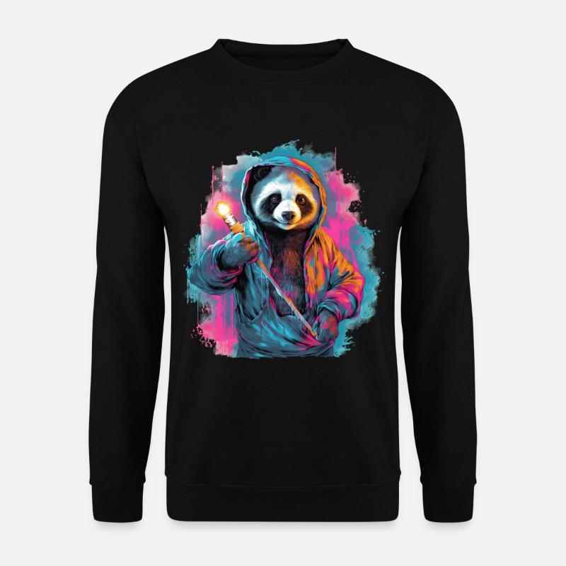 Panda mit Fackel - Unisex Pullover - Schwarz