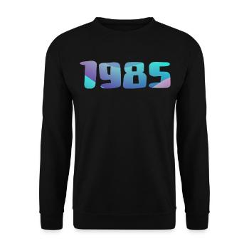 Geburtstagsgeschenk 1985 Jahrgang 1985 Retro 1985 - Unisex Pullover - Schwarz - Vorne - Alina (178cm) & Michal (187cm)