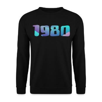 Cadeau Anniversaire 1980 Millésime 1980 Rétro 1980 - Sweat-shirt Unisexe - noir - Devant - Alina (178cm) & Michal (187cm)