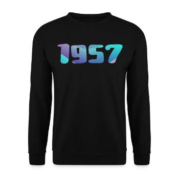 Geburtstagsgeschenk 1957 Jahrgang 1957 Retro 1957 - Unisex Pullover - Schwarz - Vorne - Alina (178cm) & Michal (187cm)