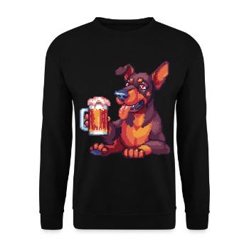 Doberman Dog Pixel Beer - Unisex Sweatshirt - black - Front - Alina (178cm) & Michal (187cm)