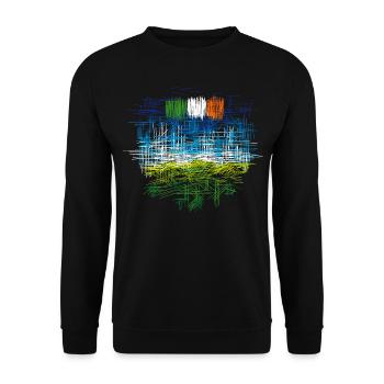 Irland Landschaft - Unisex Pullover - Schwarz - Vorne - Alina (178cm) & Michal (187cm)