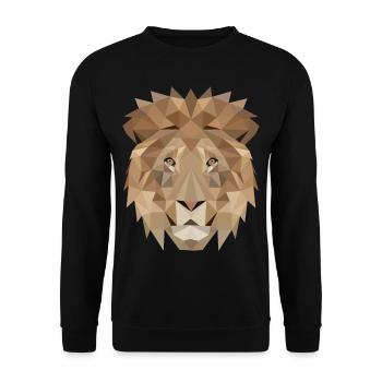 Lion Polygon Lion Head Zodiac Sign Gift Idea - Unisex Sweatshirt - black - Front - Alina (178cm) & Michal (187cm)