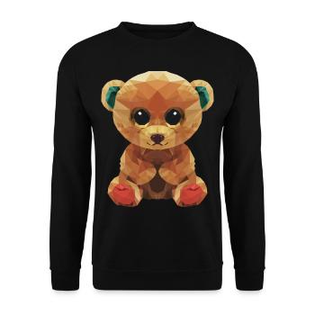 Grand ours en peluche avec des yeux géants conception polygone - Sweat-shirt Unisexe - noir - Devant - Alina (178cm) & Michal (187cm)