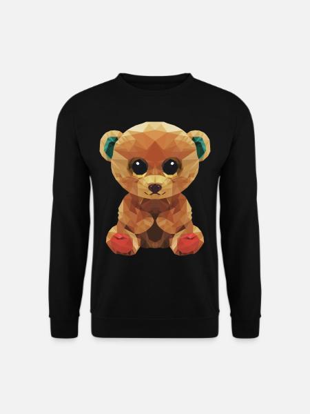 Großer Teddybär mit riesigen Augen Polygondesign - Unisex Pullover - Schwarz