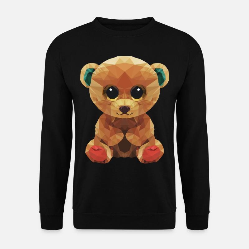 Großer Teddybär mit riesigen Augen Polygondesign - Unisex Pullover - Schwarz