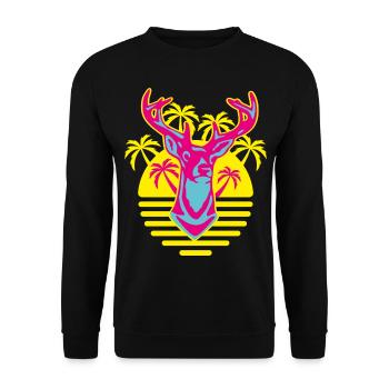 262 Cerf soleil palmiers - Sweat-shirt Unisexe - noir - Devant - Alina (178cm) & Michal (187cm)
